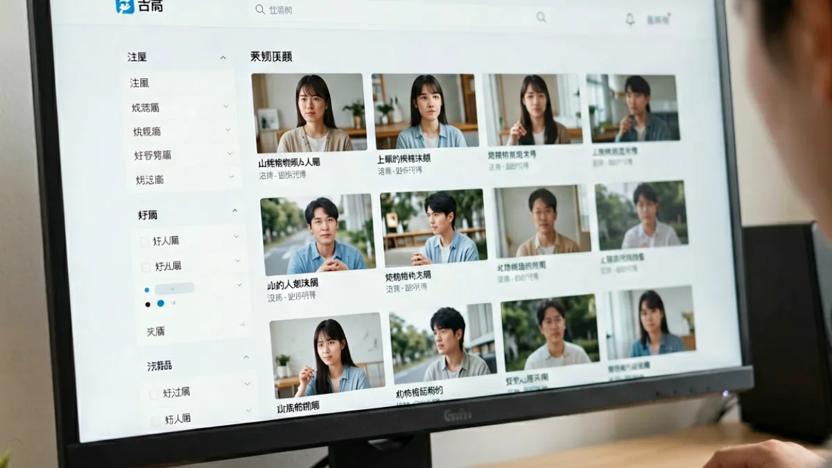 网页端浏览p站视频搜索界面的截图示意，展示标签过滤与分类导航的使用场景