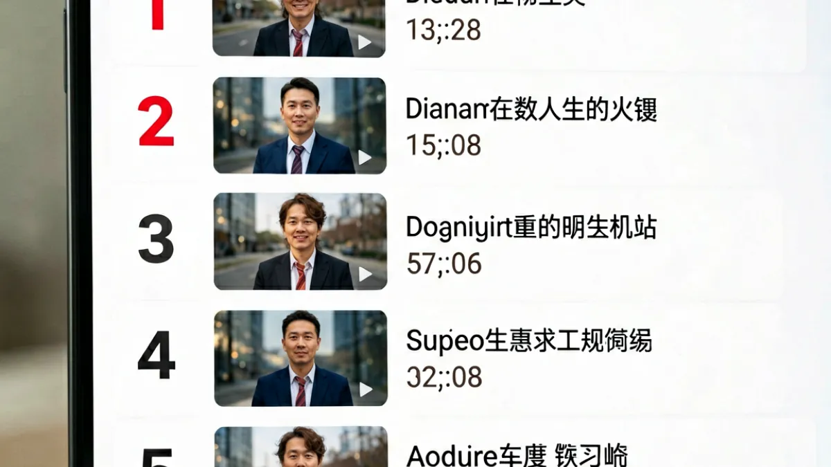 p站视频热门排行榜卡片，展示本周播放量前十名内容的缩略图与热度数据